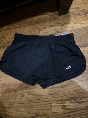 adidas Black Athletic Shorts with Reflective Logo